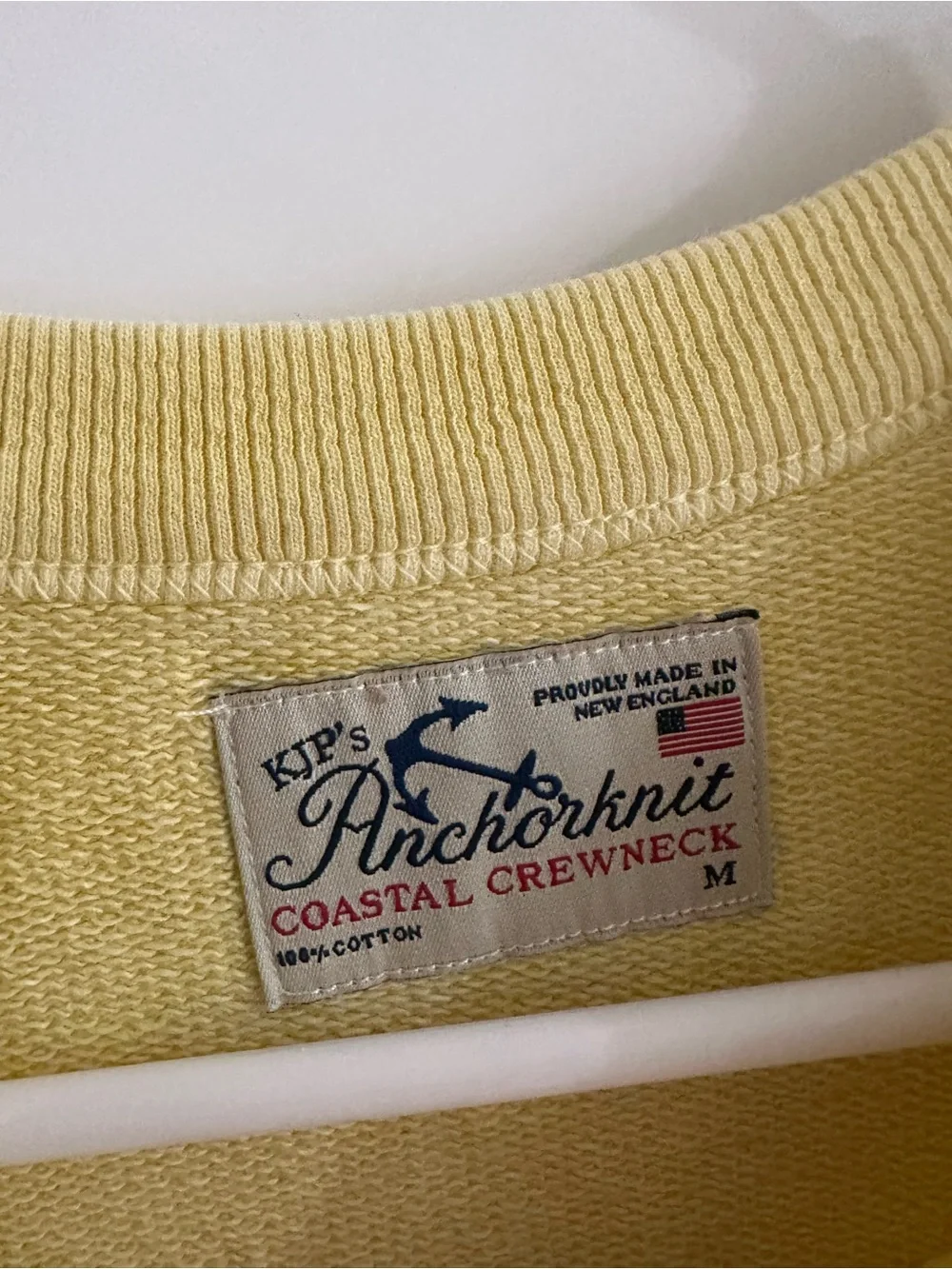Kiel James Patrick KJP Anchorknit Watch Hill Crewneck Yellow Sweatshirt Size M